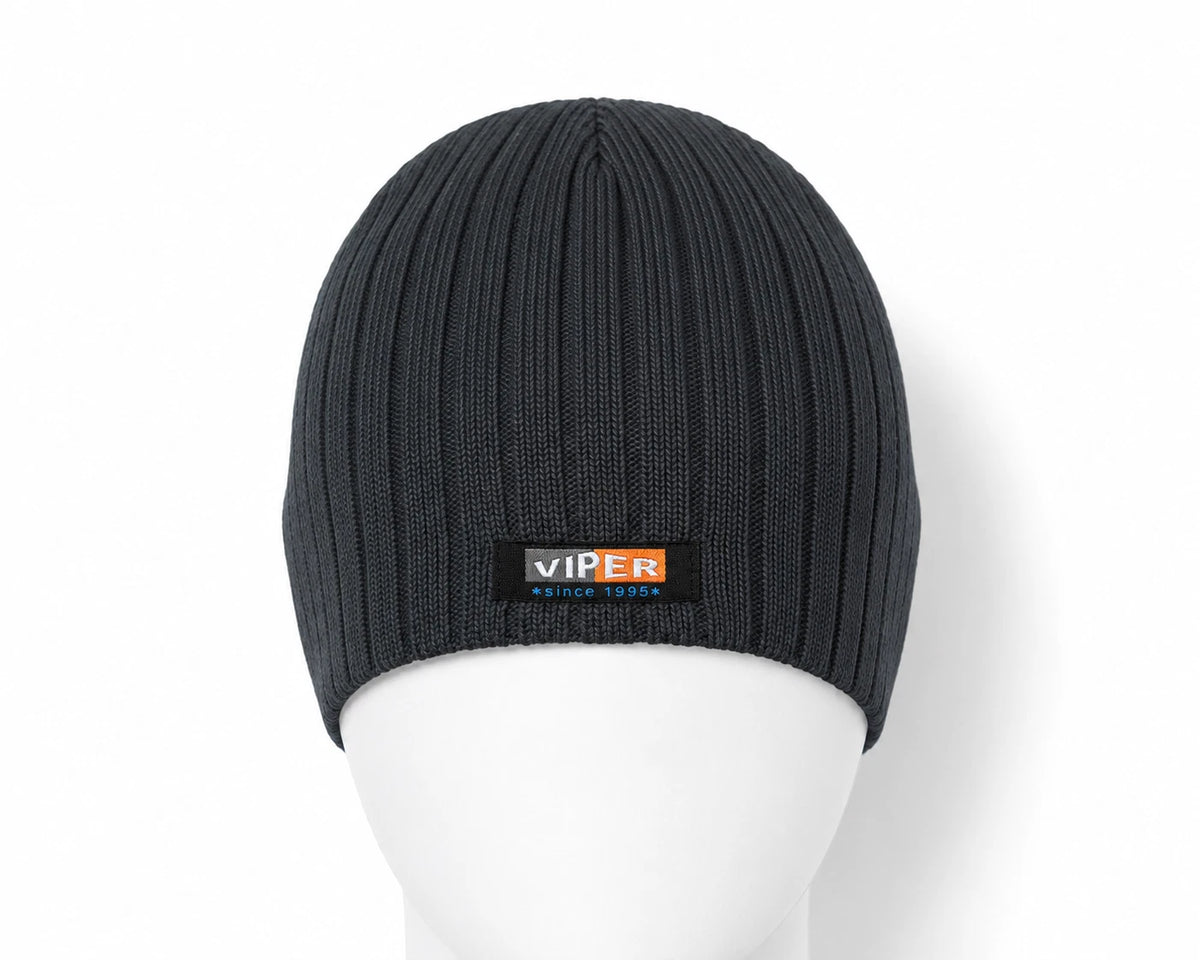 VIPER Beanie Strickmütze | Grau/Anthrazit | Rippstrick | 100% Acryl | NEU