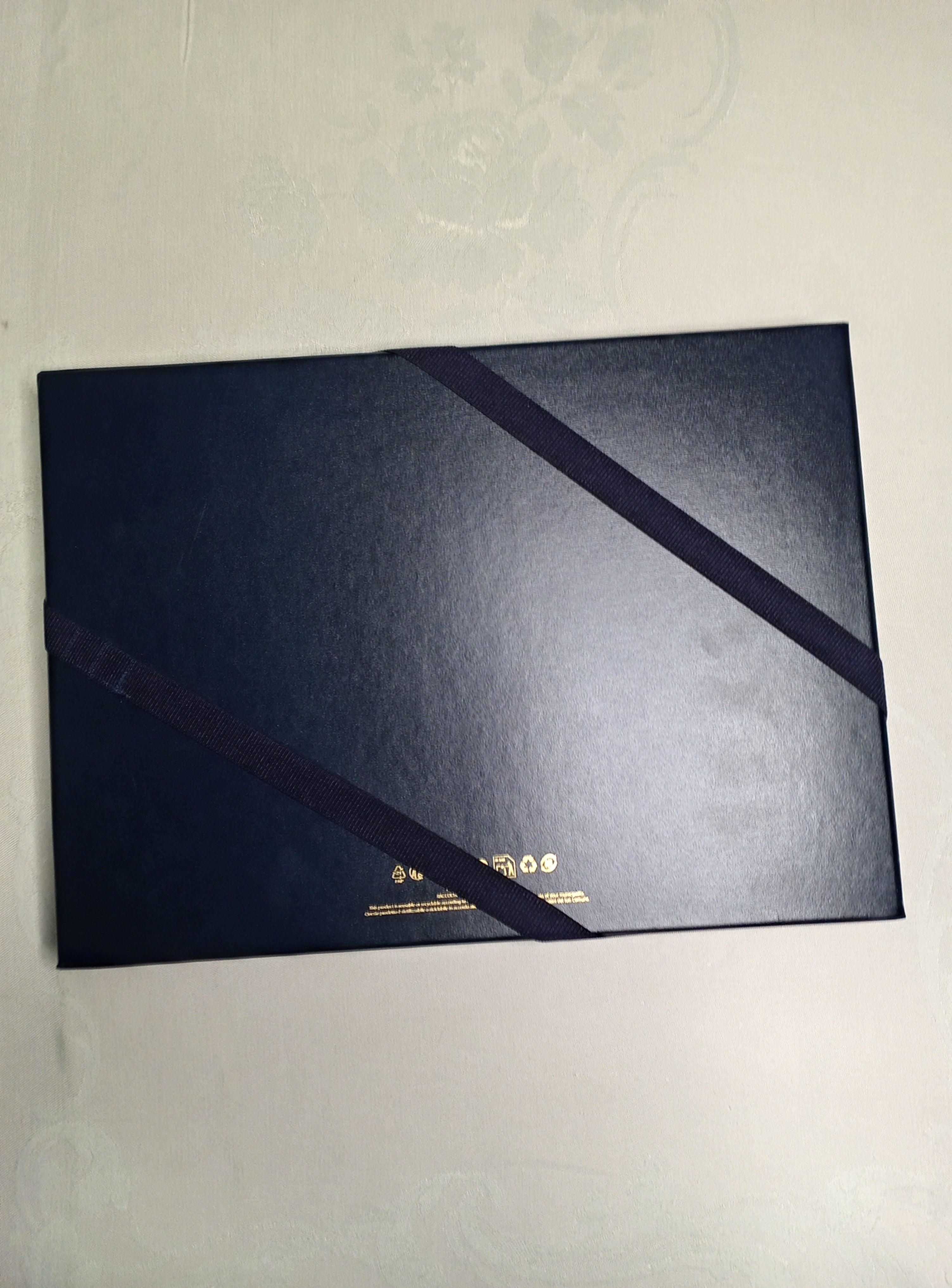 Original Ralph Lauren Geschenkbox (Leer) – Navy Blau mit Gold-Schrift & Band (33x23cm)