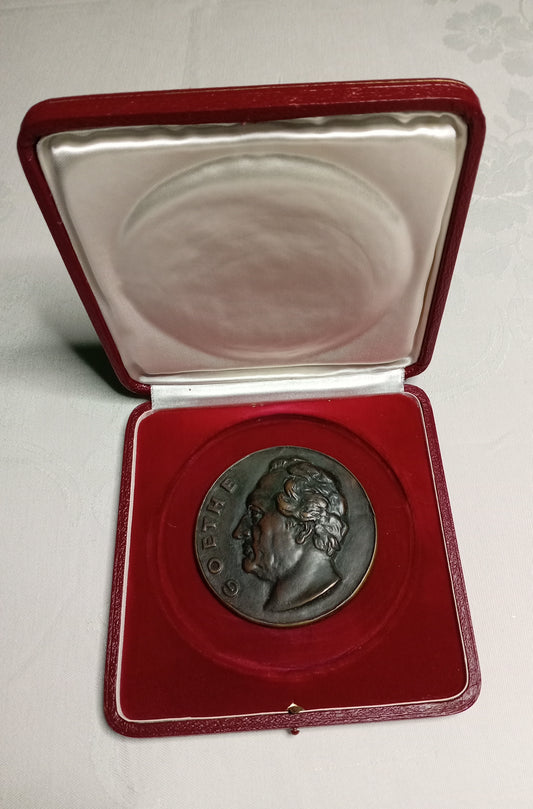 Große Bronze-Medaille "Goethe-Jahr 1949" im Original-Etui – Ehrengabe Stadt Frankfurt