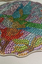 4er Set Diamond Painting Untersetzer: "Bunte Kolibris" – Funkelnde Deko (Handgefertigt)