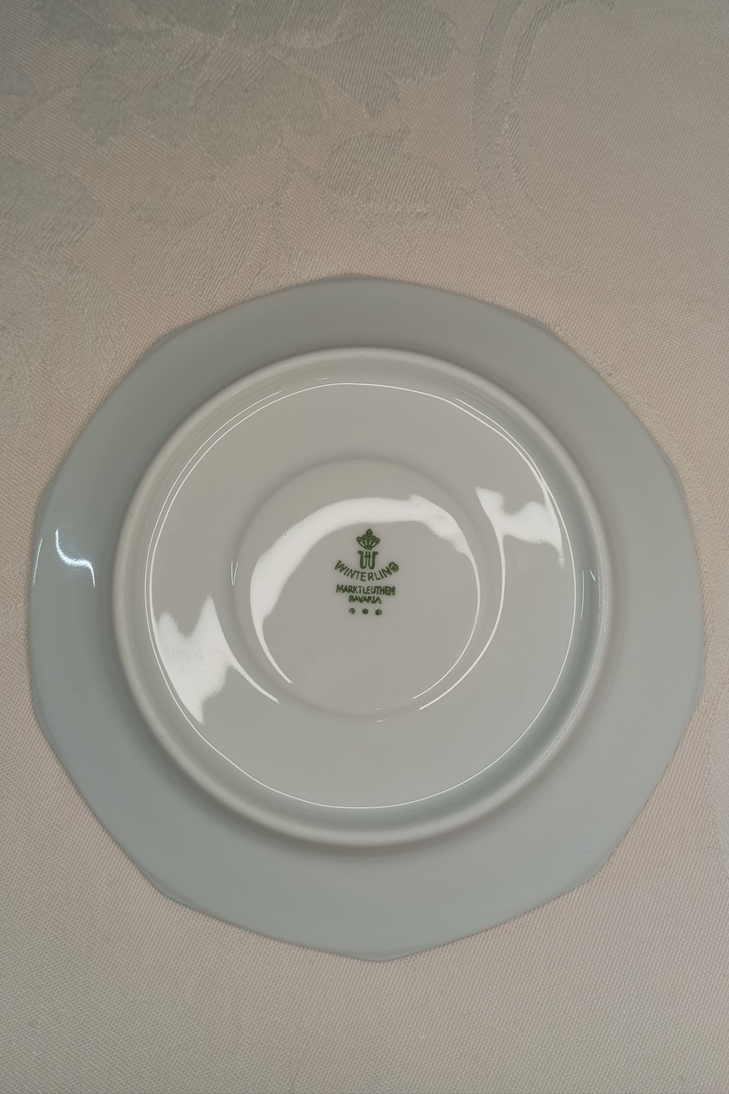 Vintage Sammelgedeck (3-tlg): Winterling Marktleuthen – rosa Rosen & Goldspitze (50er/60er Jahre)