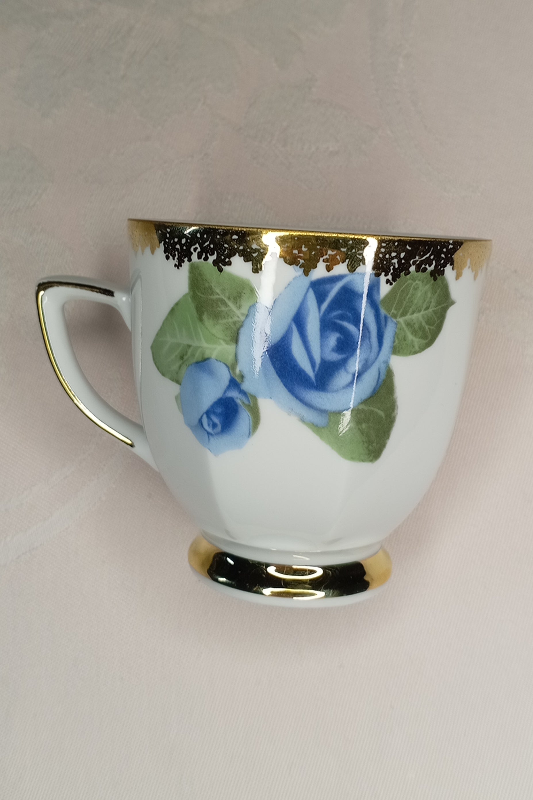 Vintage Sammelgedeck (3-tlg): Winterling Marktleuthen – Blaue Rosen & Goldspitze