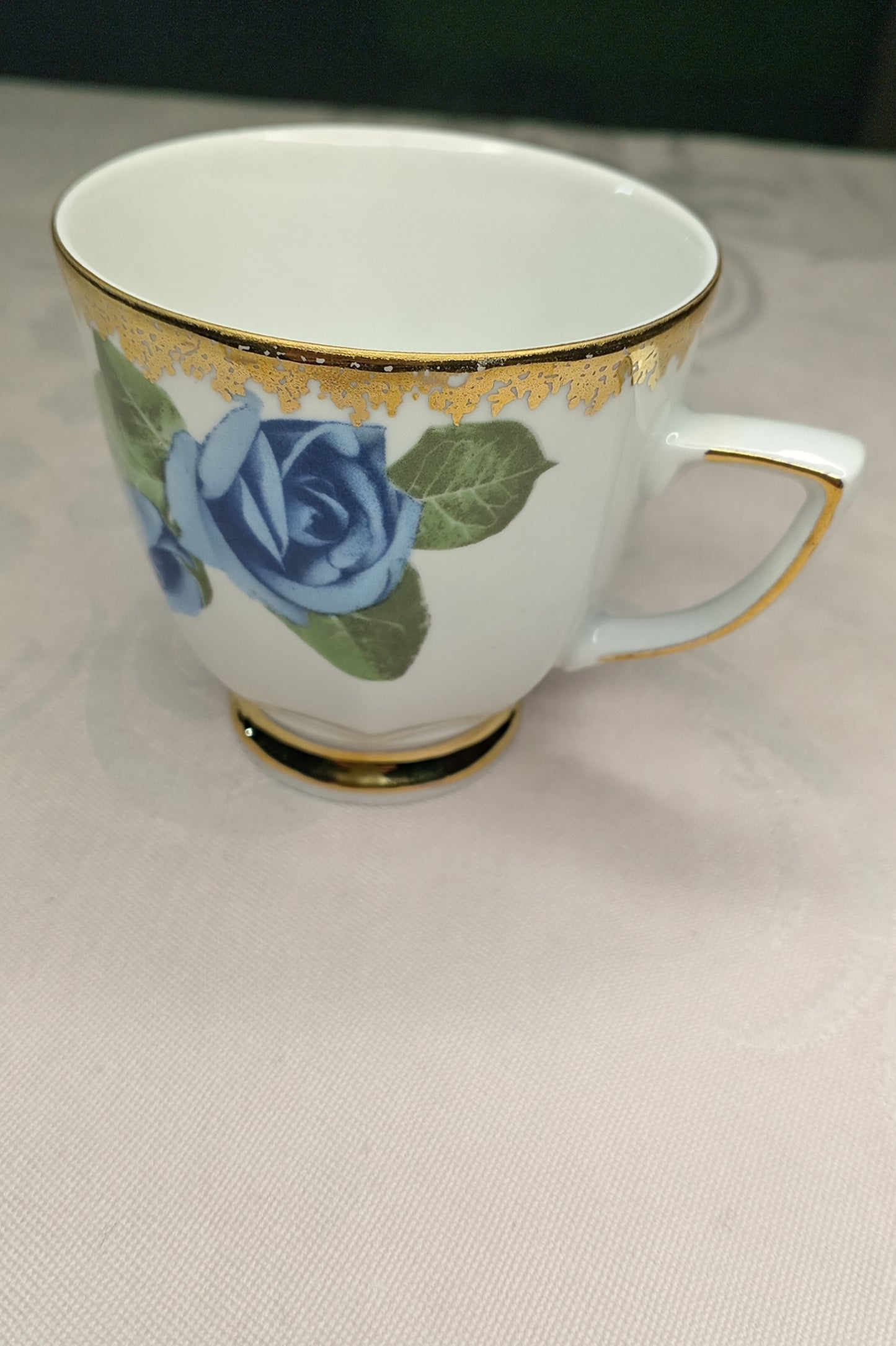 Vintage Sammelgedeck (3-tlg): Winterling Marktleuthen – Blaue Rosen & Goldspitze