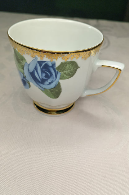 Vintage Sammelgedeck (3-tlg): Winterling Marktleuthen – Blaue Rosen & Goldspitze