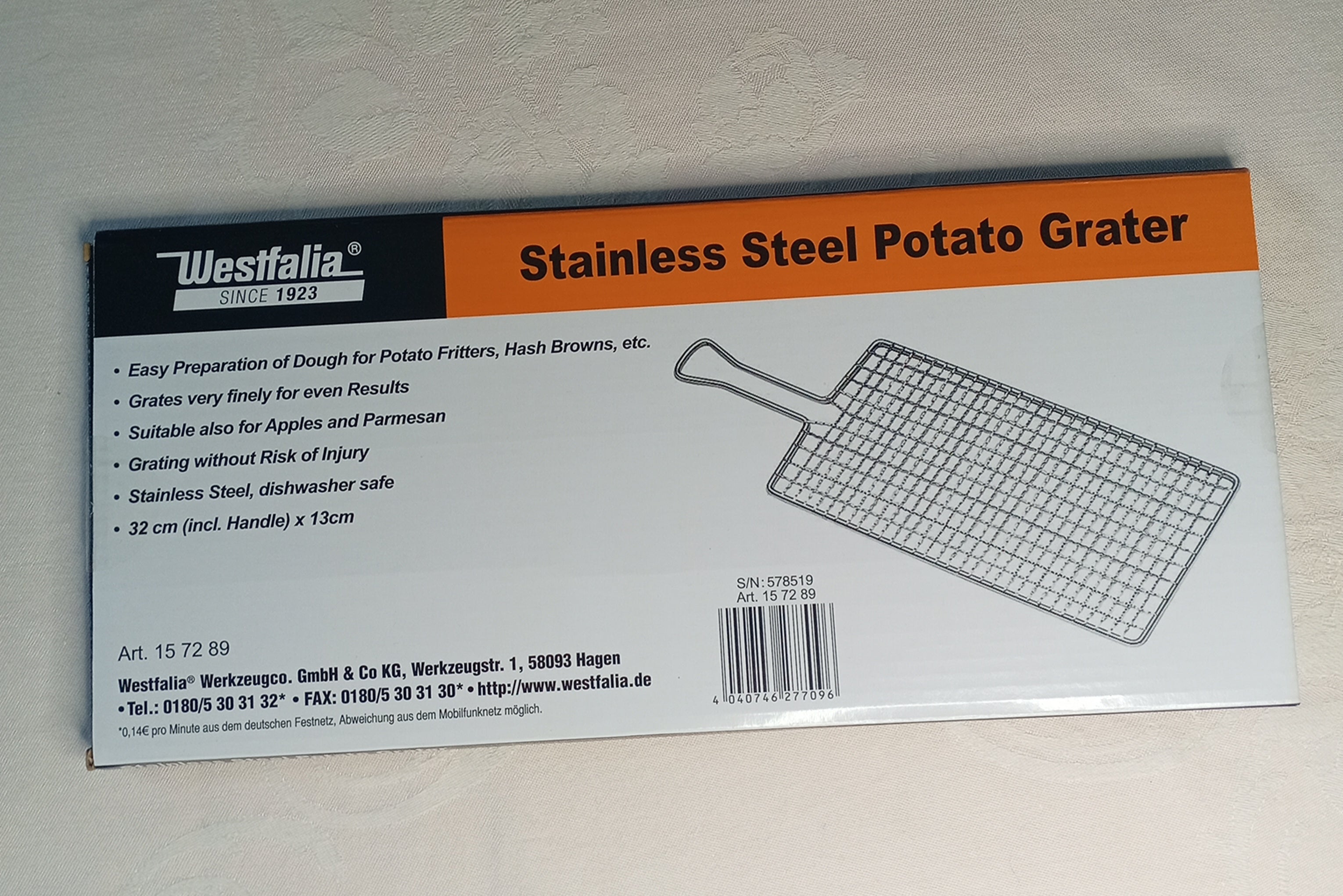 Westfalia Edelstahl Kartoffelreibe – Sicher & Fein (Für Reibekuchen & Rösti) – Neu & OVP