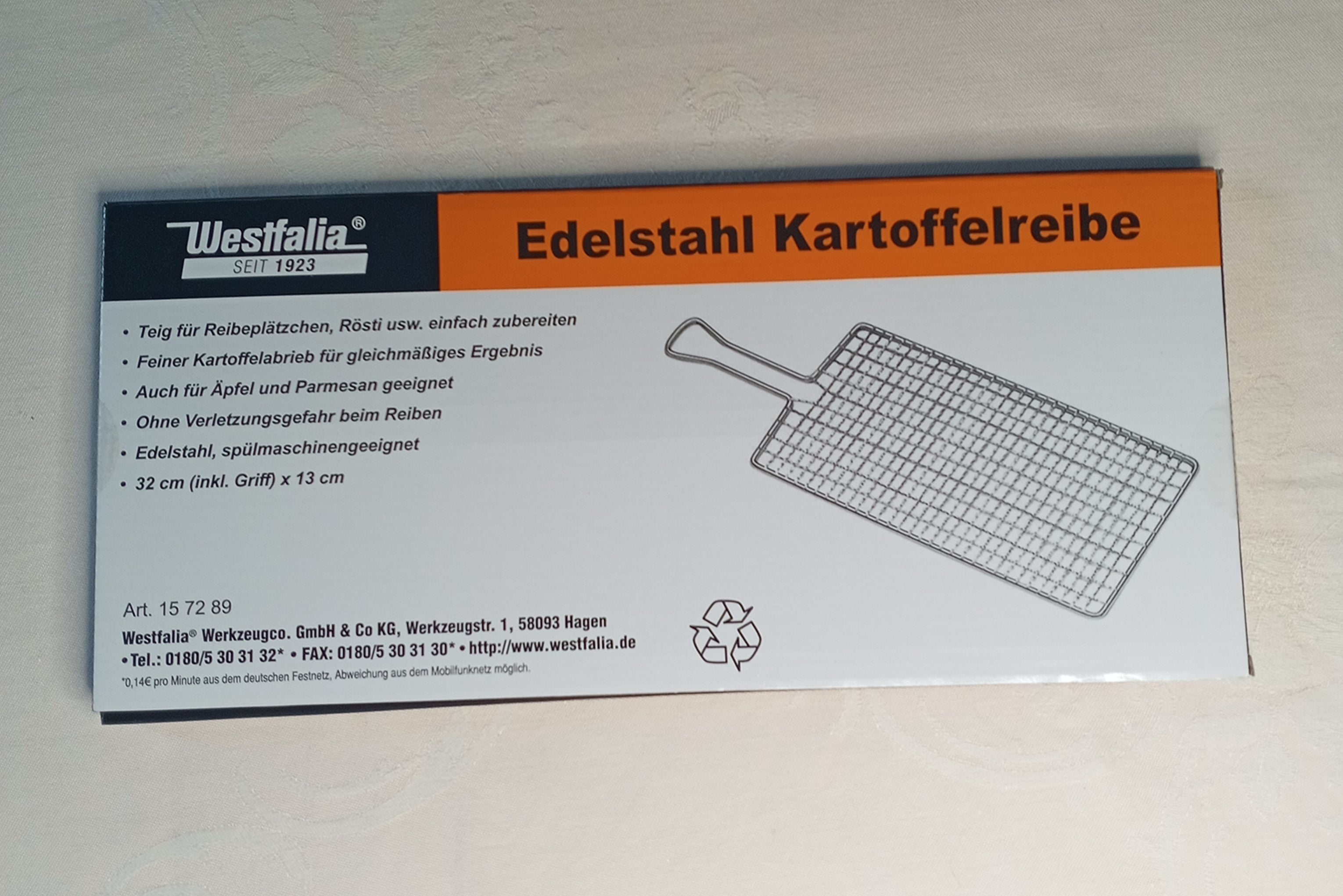 Westfalia Edelstahl Kartoffelreibe – Sicher & Fein (Für Reibekuchen & Rösti) – Neu & OVP