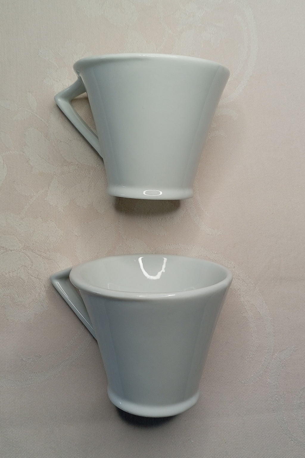 2er Set Cappuccino Tassen "Casa Nova" – Weiß mit Design-Henkel (Porzellan)