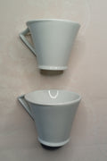 2er Set Cappuccino Tassen "Casa Nova" – Weiß mit Design-Henkel (Porzellan)