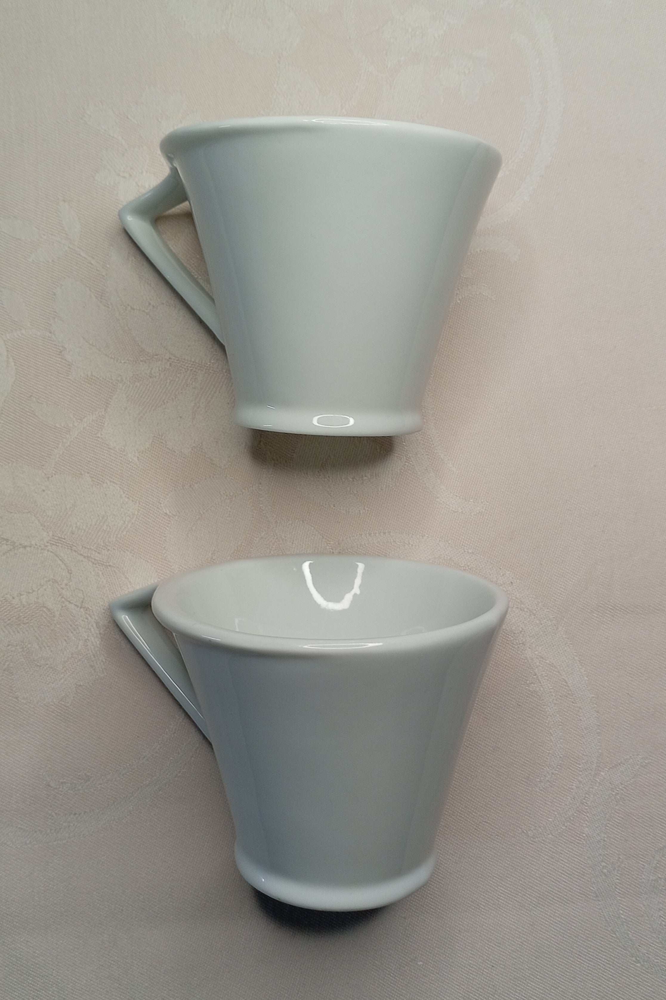 2er Set Cappuccino Tassen "Casa Nova" – Weiß mit Design-Henkel (Porzellan)