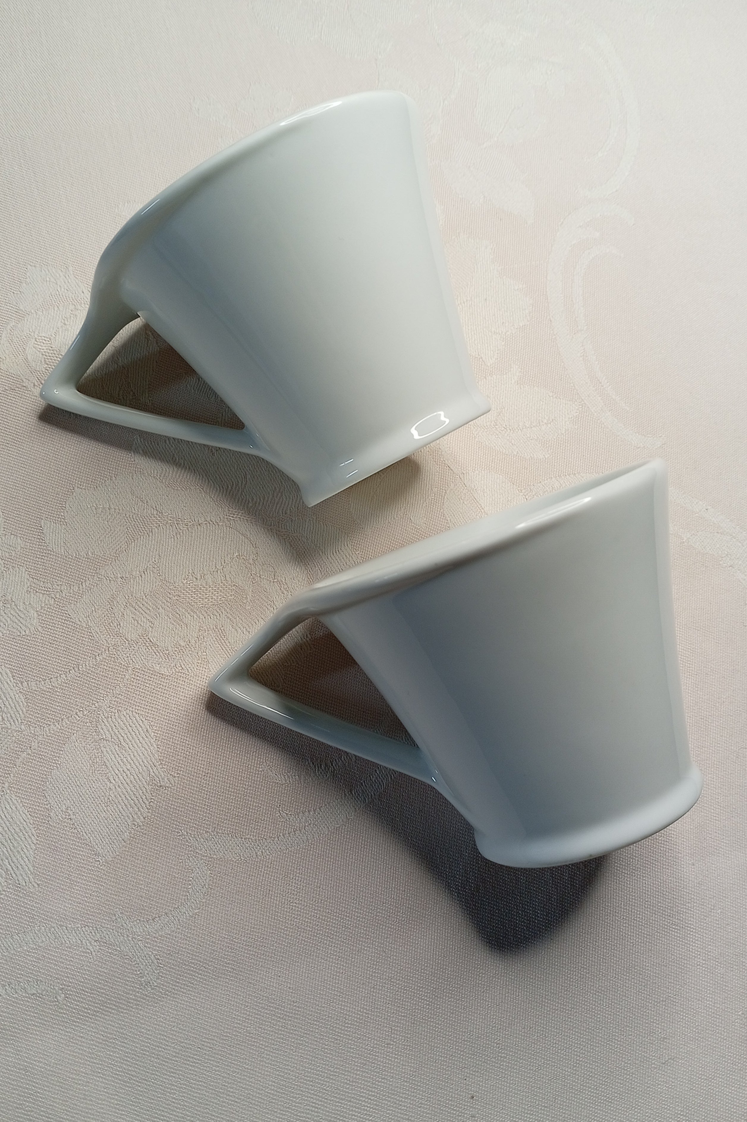 2er Set Cappuccino Tassen "Casa Nova" – Weiß mit Design-Henkel (Porzellan)