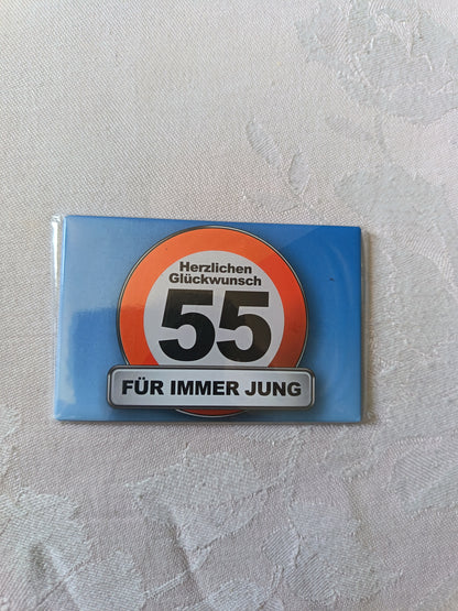 Geburtstags-Magnet 55 | „Herzlichen Glückwunsch - FÜR IMMER JUNG“ | NEU & OVP | Geschenkidee